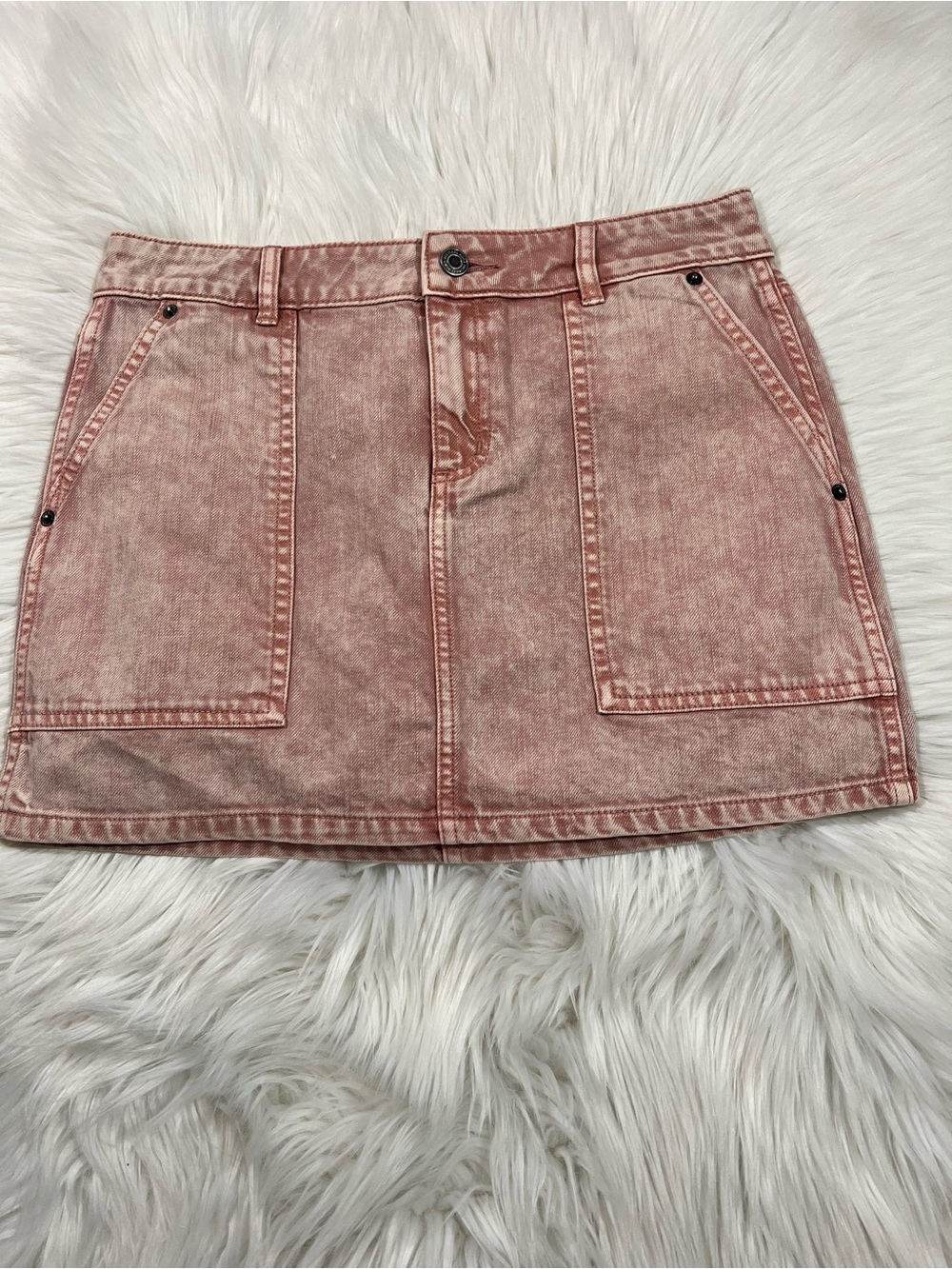 Michael Kors Garment Dyed Rose Denim Mini Skirt